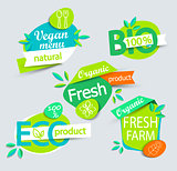 Set of healthy organic food labels.