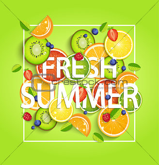 Summer background with fruits.