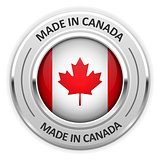 Silver medal Made in Canada with flag