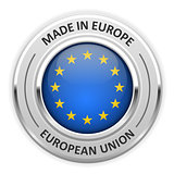 Silver medal Made in European Union (EU) with flag