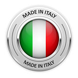 Silver medal Made in Italy with flag