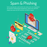 Spam and Phishing Isometric Concept