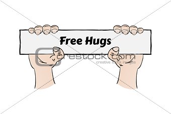 free hugs sign holding in hands ready for free hug