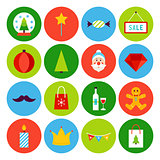 Flat Merry Christmas Icons