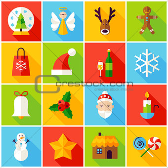 Winter Christmas Colorful Icons