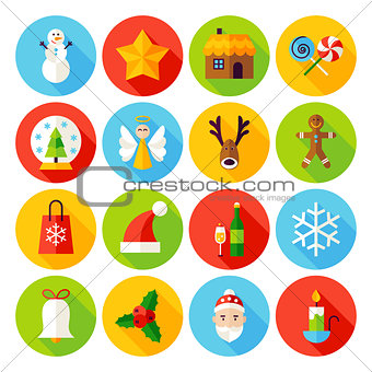 Winter Christmas Flat Icons