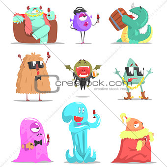 Monsters Attending Posh Glamorous Party