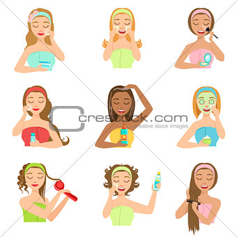 Women Doing Beautifying Hair And Skin Spa Procedures