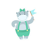 Hippo Cute Animal Character Attending Birthday Party