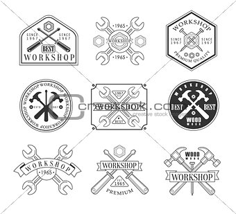 Wood Workshop Black And White Emblems