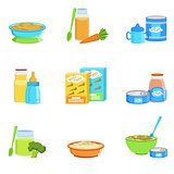 Baby Food And Products Set Of Icons