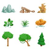 Landscape Natural Elements Set Of Detailed Icons