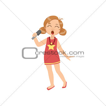 Girl In Red Dress Singing In Karaoke