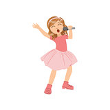 Girl In Pink Outfit Singing In Karaoke
