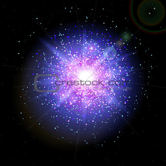 Space background with blue light from behind