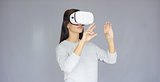 Woman with Virtual Reality 3D glasses