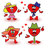 Amusing two pairs of loving red hearts