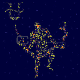 Alternative Zodiac sign Ophiuchus over starry sky