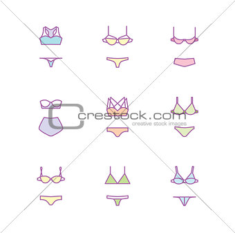 Vector bras and panties styles