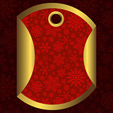 Round red and gold banner with snowflakes