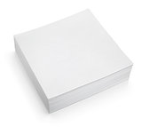 Stack of white paper on white background