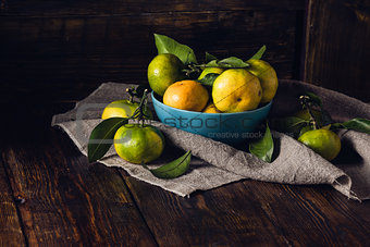 Still Life with Tangerines in Blue Bowl.