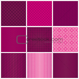 Set of seamless magenta patterns