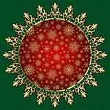 Round Red And Gold Banner With Snowflakes