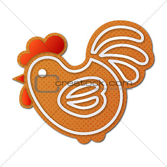 Gingerbread cock, or rooster - symbol of New Year 2017 - isolated on white background.