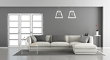 White and gray living room