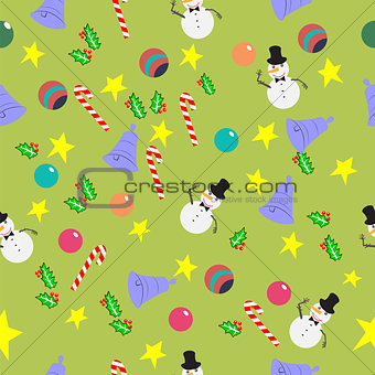 Seamless pattern with cute cartoon Christmas