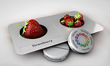Close up of Strawberry and pills isolated - vitamin concept