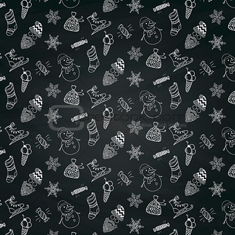 Vector Christmas Doodles Seamless Background Pattern