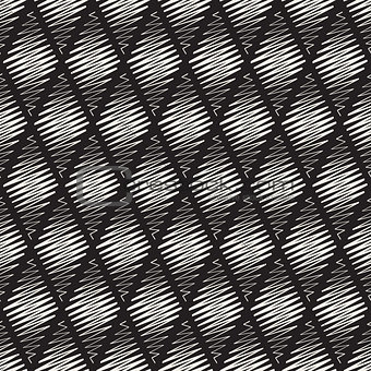 Vector Seamless Black and White Rhombus Shape Scribble Line Pattern