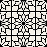 Vector Black  White Seamless Geometric Square Lace Grid Pattern 