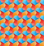 Vector Seamless  Hexagonal Shape Pattern In Red Orange and Blue