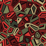 Vector Seamless Abstract Green Red Camouflage Mosaic Pattern