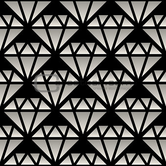 Vector Seamless Black And White Gradient Crystal Line Art Pattern