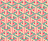 Vector Seamless Isometric Hexagonal Optical  Illusion Pattern in Pink and Green