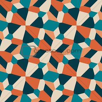 Vector Seamless Geometric Tiling Pattern in Teal and Orange