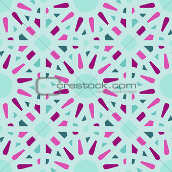 Vector Seamless Geometric Tiling Pattern in Teal and Pink