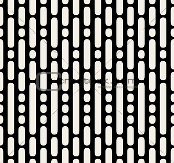 Vector Seamless Black And White Dashed Parallel Vertical Lines and Dots Pattern