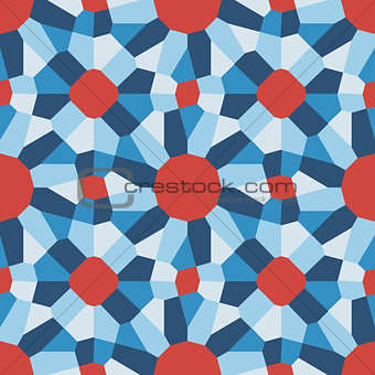 Vector Seamless Blue Red Geometric Tiling Pattern
