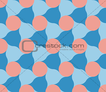 Vector Seamless Pink Blue Circles And Rounded Triangle Shape Tiling Pattern