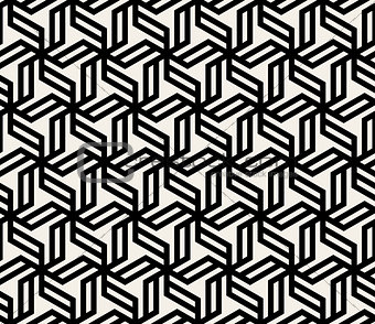 Vector Seamless Black And White Abstract Geometric Hexagonal Lines Pattern