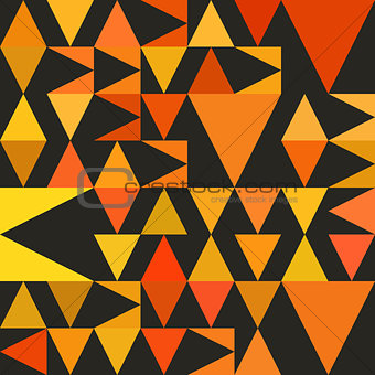 Vector Seamless Abstract Geometric Triangle Pattern in Yellow and Orange