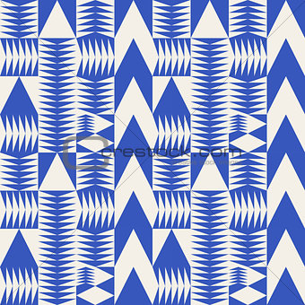 Vector Seamless Blue Abstract Geometric Irregular Triangle Arrows Tiling Pattern