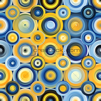 Vector Seamless Blue Yellow Gradient Mesh Concentric Circles Pattern