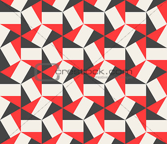 Vector Seamless Black Red White Hexagonal Triangles Rectangles Pattern