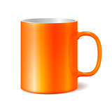 Orange cup isolated on white background.